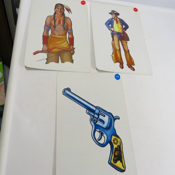Peabody 60s Cowboy, Indian, Gun Pistol 6 shooter (3) cards Vintage Artwork - Picture 1 of 5